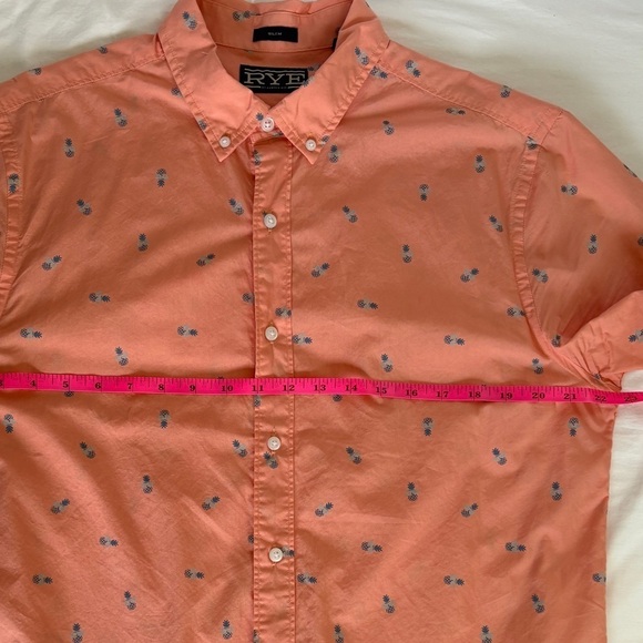 Hawker Rye Shirt Men's Shirt Pineapple Peach Short Sleeve - Large - Picture 7 of 7